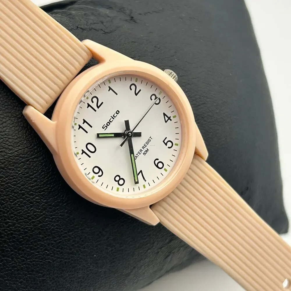 Socico Pink Watch 50M WR St. Steel, Working New Battery